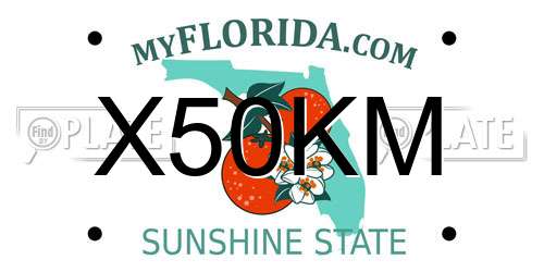 X50KM Florida License Plate