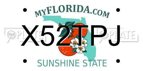 X52TPJ Florida License Plate