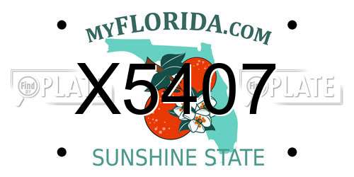 X5407 Florida License Plate
