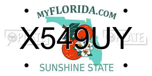 X549UY Florida License Plate