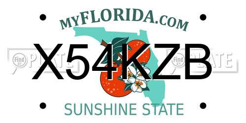 X54KZB Florida License Plate