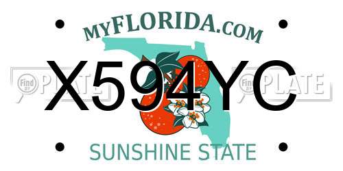 X594YC Florida License Plate