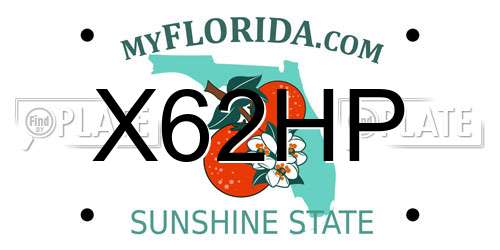 X62HP Florida License Plate