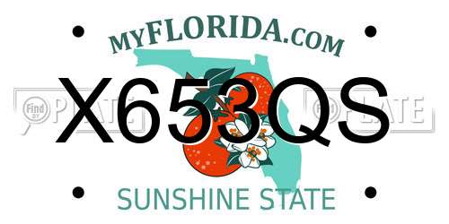 X653QS Florida License Plate