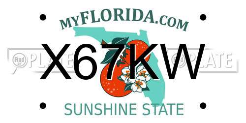 X67KW Florida License Plate