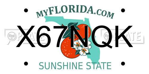 X67NQK Florida License Plate