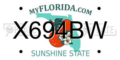 X694BW Florida License Plate