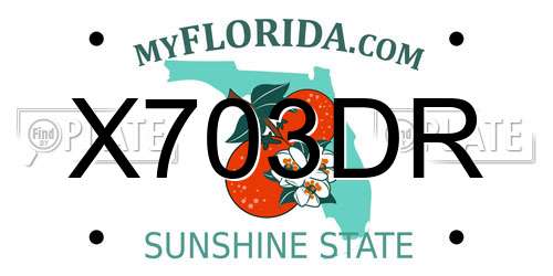 X703DR Florida License Plate