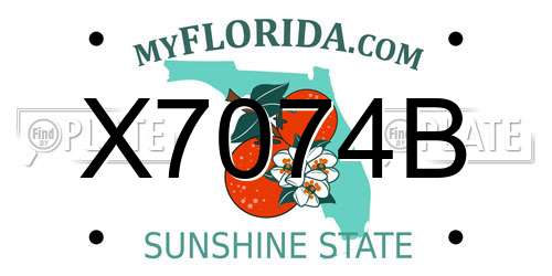 X7074B Florida License Plate