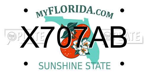 X707AB Florida License Plate