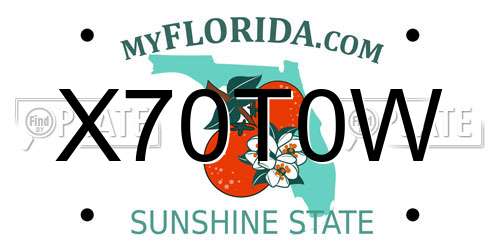 X70T0W Florida License Plate