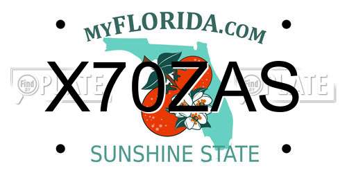 X70ZAS Florida License Plate