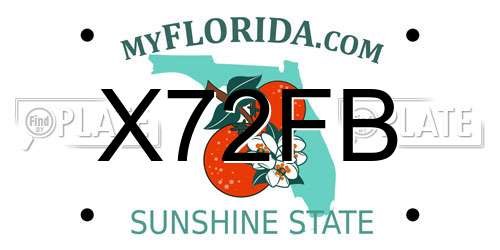 X72FB Florida License Plate