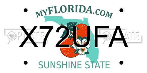 X72UFA Florida License Plate