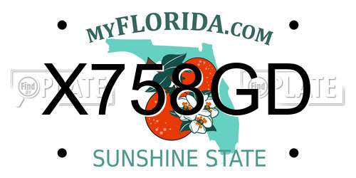 X758GD Florida License Plate
