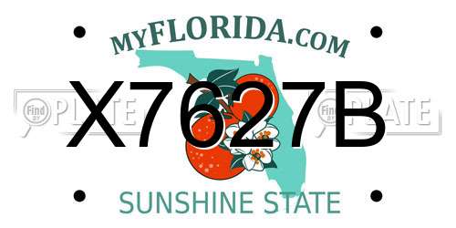 X7627B Florida License Plate