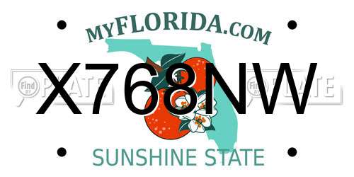X768NW Florida License Plate