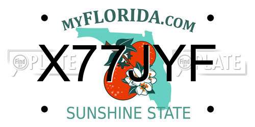 X77JYF Florida License Plate