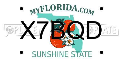 X7BQD Florida License Plate