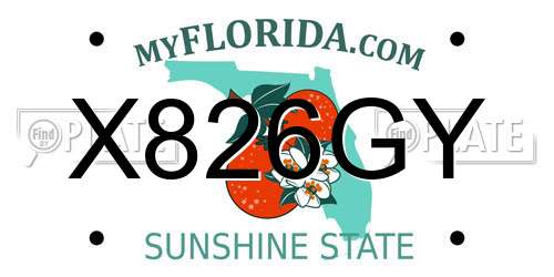 X826GY Florida License Plate