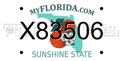 X83506 Florida License Plate