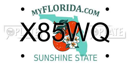 X85WQ Florida License Plate