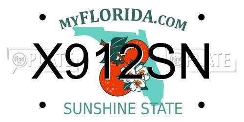 X912SN Florida License Plate