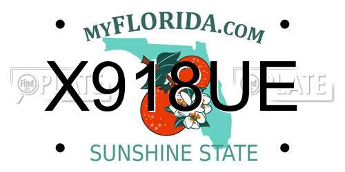 X918UE Florida License Plate