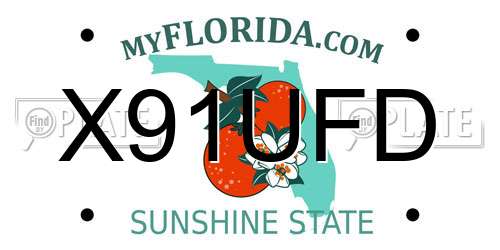 X91UFD Florida License Plate
