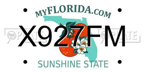 X927FM Florida License Plate