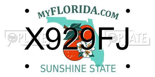 X929FJ Florida License Plate