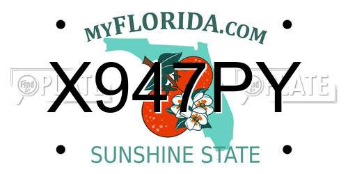 X947PY Florida License Plate