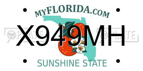 X949MH Florida License Plate