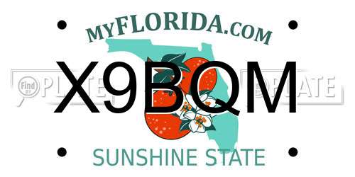 X9BQM Florida License Plate