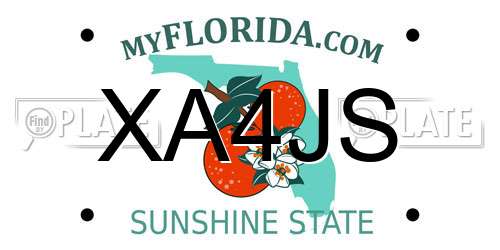 XA4JS Florida License Plate