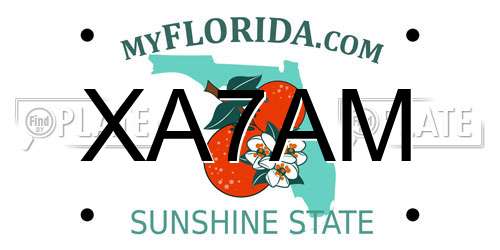 XA7AM Florida License Plate