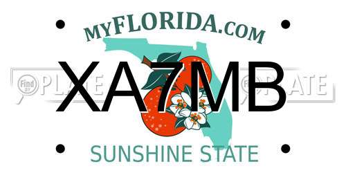 XA7MB Florida License Plate