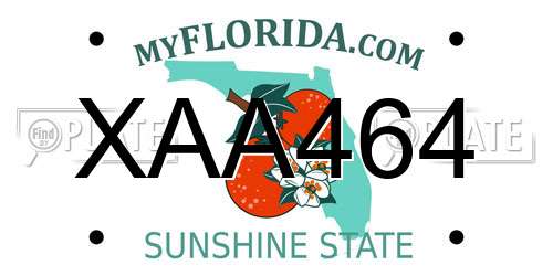 XAA464 Florida License Plate