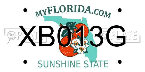 XB013G Florida License Plate