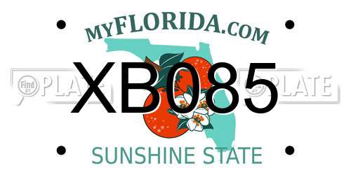 XB085 Florida License Plate