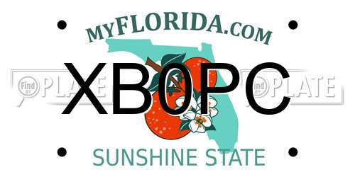 XB0PC Florida License Plate