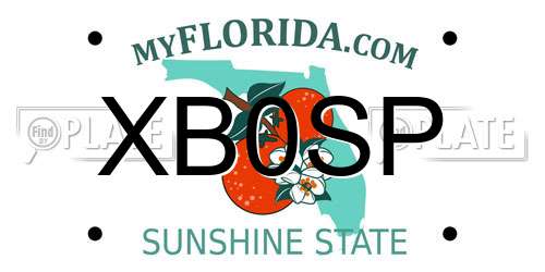 XB0SP Florida License Plate