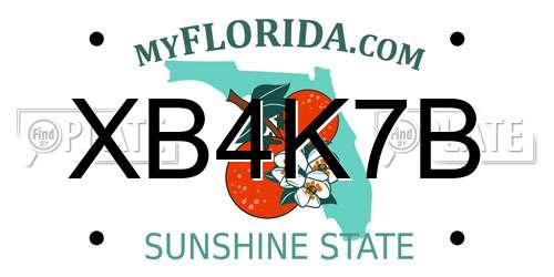 XB4K7B Florida License Plate