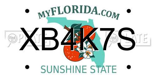 XB4K7S Florida License Plate