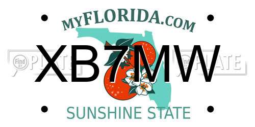 XB7MW Florida License Plate