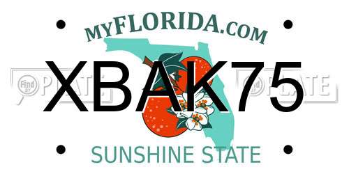 XBAK75 Florida License Plate