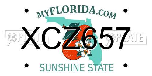 XCZ657 Florida License Plate