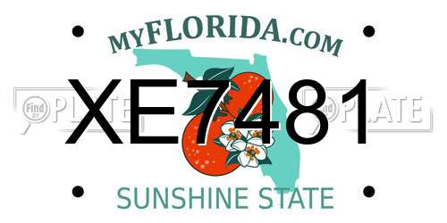 XE7481 Florida License Plate