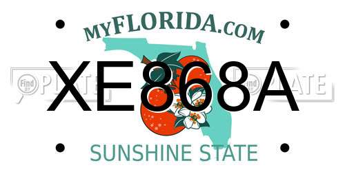 XE868A Florida License Plate