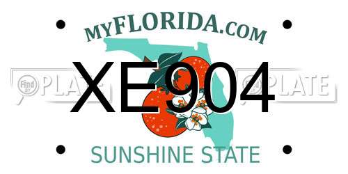 XE904 Florida License Plate